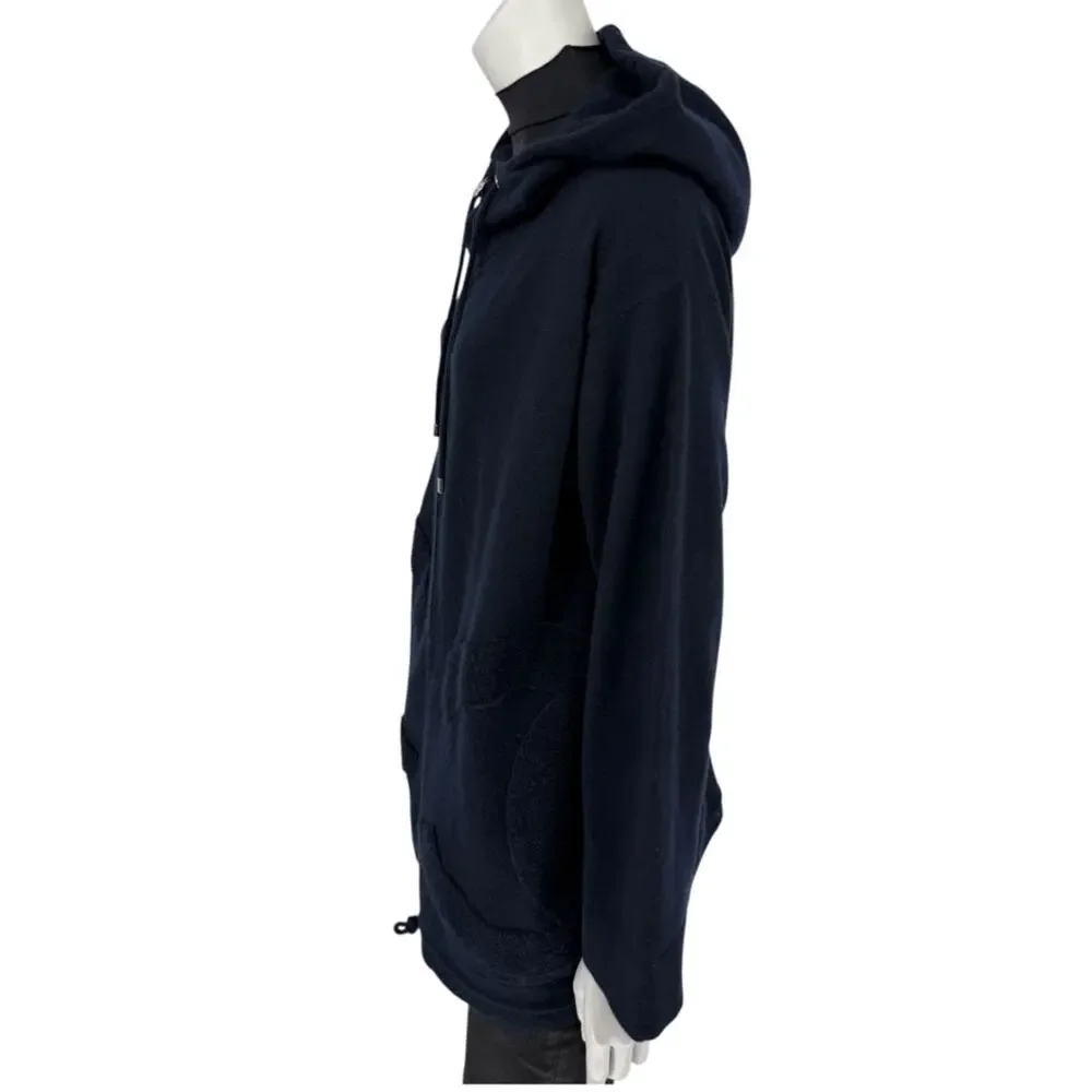 Chanel Navy Blue Cashmere Hoodie with Silver Hardware – Size 36